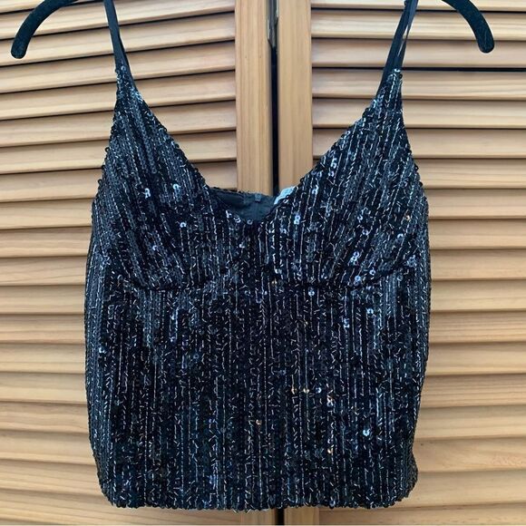 Zara Sequin Crop Tank Top Medium - Picture 3 of 5